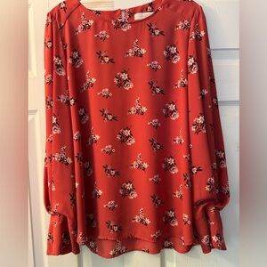 LOFT Red Floral Top